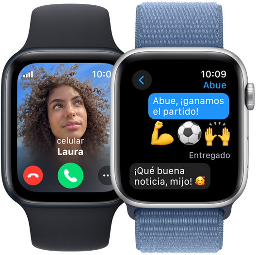 Un Apple Watch SE muestra una llamada entrante con la imagen y el nombre de la persona que llama.