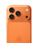 iPhone 17 Pro, parte posterior, color naranja cósmico, sistema de cámaras Pro Fusion en el módulo superior