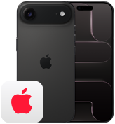 iPhone Air, parte frontal y posterior, negro espacial, logo de AppleCare+