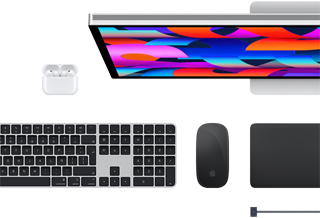Accesorios para la Mac: AirPods, Studio Display, Magic Keyboard, Magic Mouse, Magic Trackpad, cable de carga MagSafe