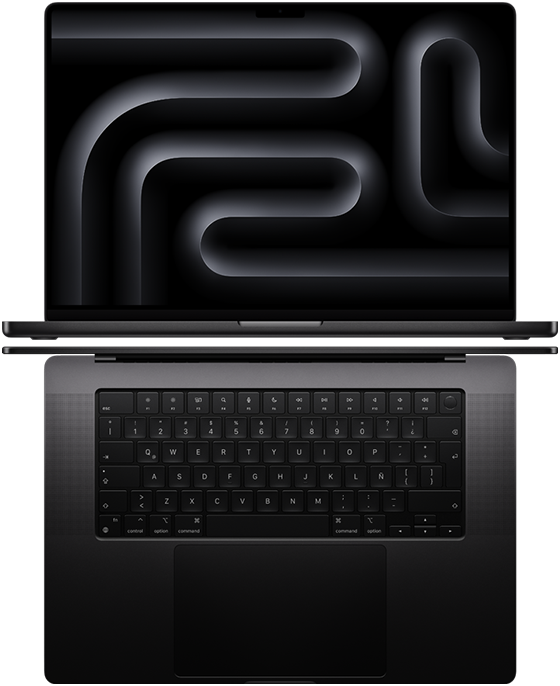 Un conjunto de laptops MacBook Pro que resaltan su gran pantalla y su diseño delgado