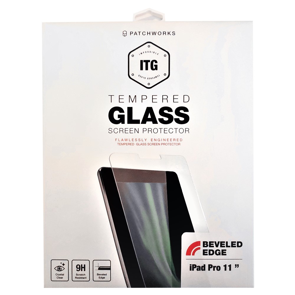 Patch. ITG Glass Ipad PRO 11 (2018)                                                    

Mica de cristal genuino para Ipad 11.
Protege la pantalla de rayones y golpes, siendo una replica identica de la pantalla original. Terminado oleofobico. Inc. mica protectora de pantalla, pano limpiador, aplicador. Instructivo.