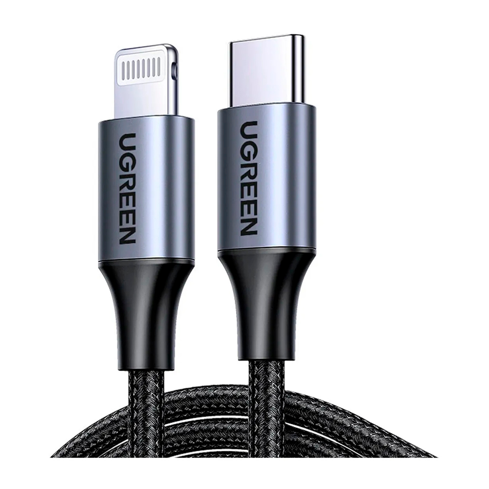 cable ugreen 60761 lightning a usb-c 2.0 m trenzado negro             