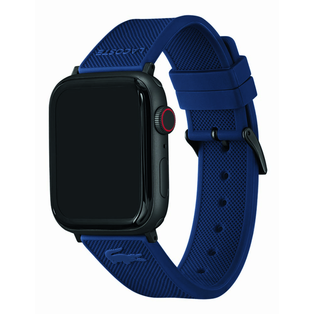 Correa Lacoste para Apple Strap (42-44-45 mm) de silicón color azul de alta resistencia, mariposa de fácil ajuste de acero inoxidable, elegante-ligero y comoda, si deseas un outfit a la moda este es el Apple Straps que buscas. No incluye Apple watch