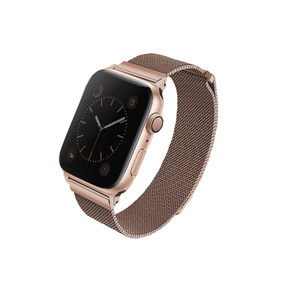 Correa Metálica Milanés para Apple Watch (38-40mm), Dante por UNIQ. Color: Rose (Oro Rosado). Acero inoxidable con cierre magnético. Compatible con Apple Watch Serie 1, 2, 3 y 4. Elegante, ligera y cómoda. No incluye Apple Watch.