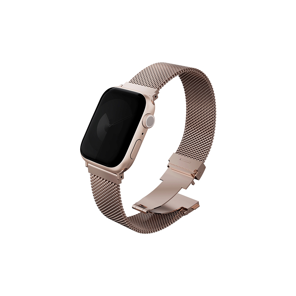 correa uniq dante pro milanesa apple watch 42/41/40 mm rosa metálico  