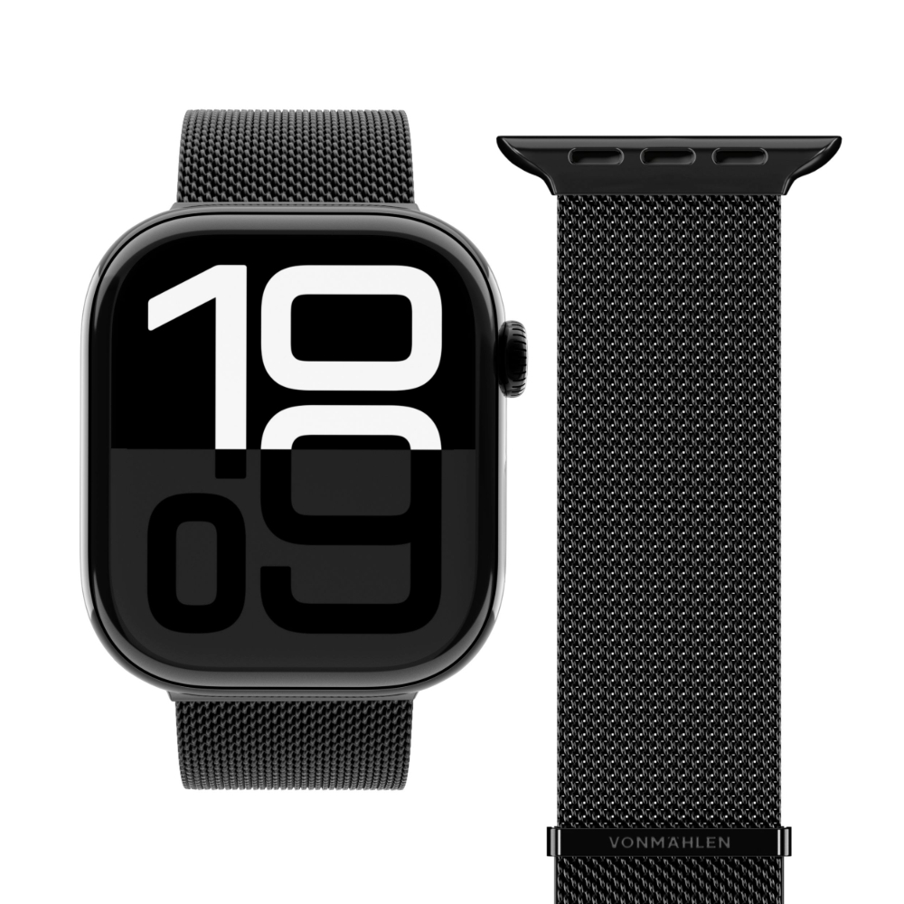 correa vonmahlen acero apple watch 49 - 46 - 45 mm milanes negro      
