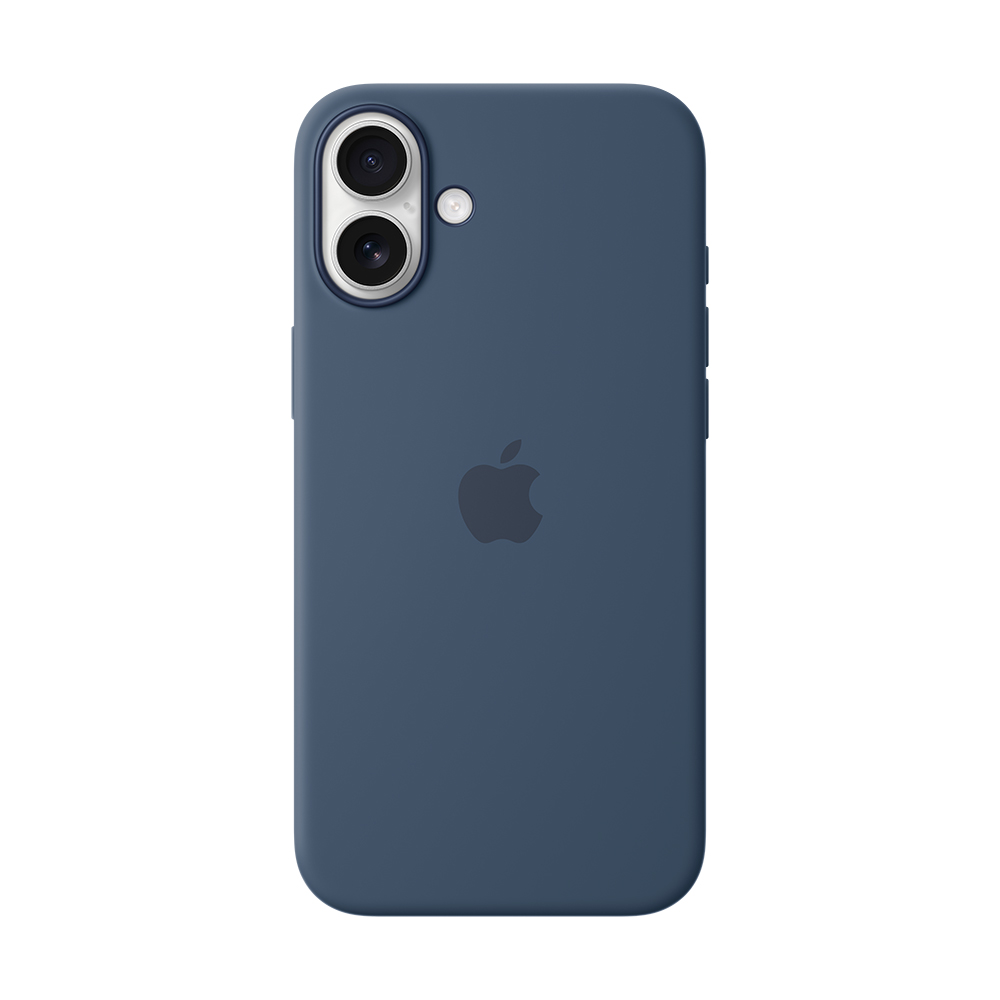 funda apple iphone 16 plus magsafe silicon azul denim                 