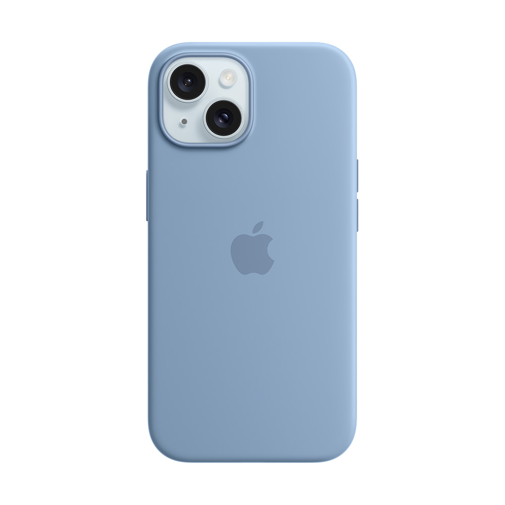 funda apple iphone 15 plus magsafe silicon azul invierno              