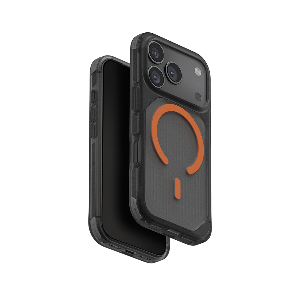 funda uniq combat active iphone 17 pro magsafe humo naranja           