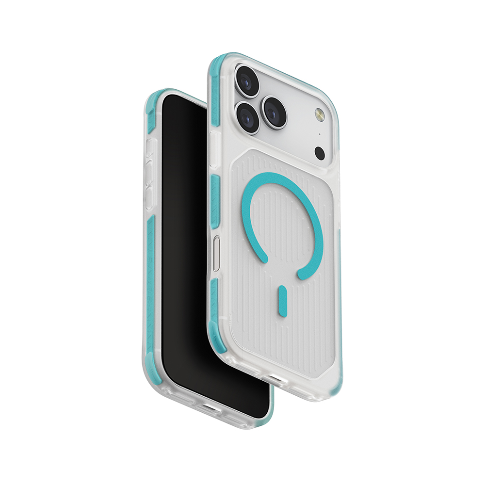 funda uniq combat active iphone 17 pro max magsafe transparente azul  