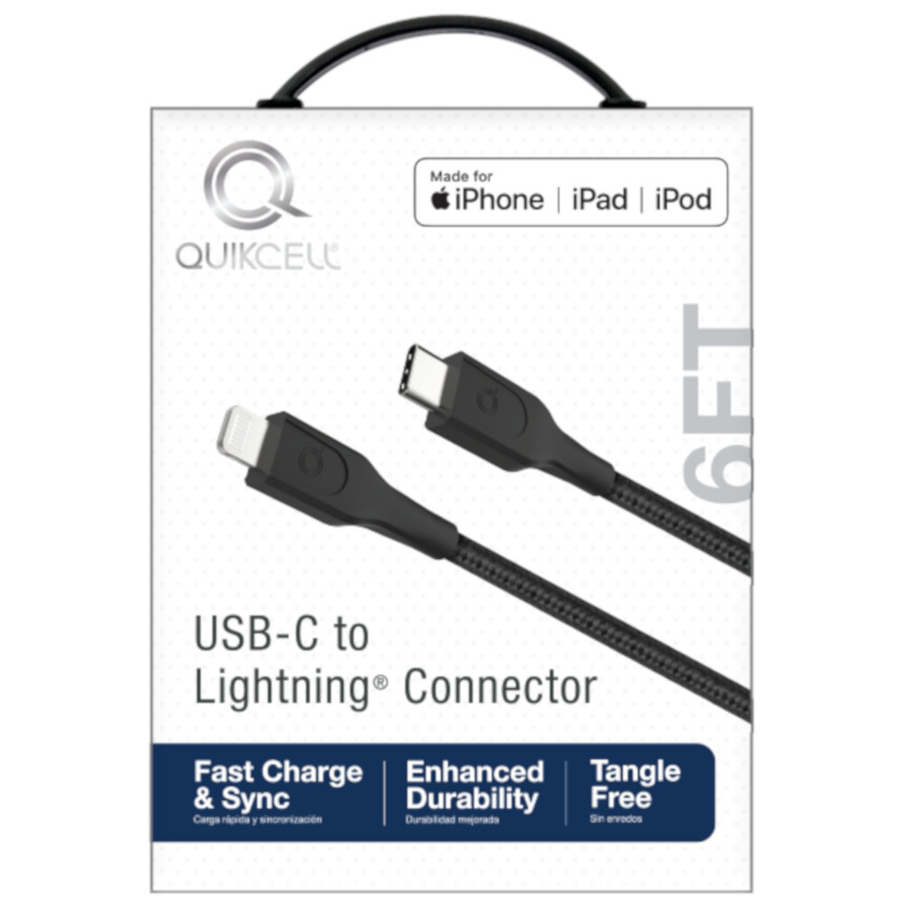 Cable Quikcell QLIGHTC6FT Lightning a USB-C 1.8 m Negro MacStore Online