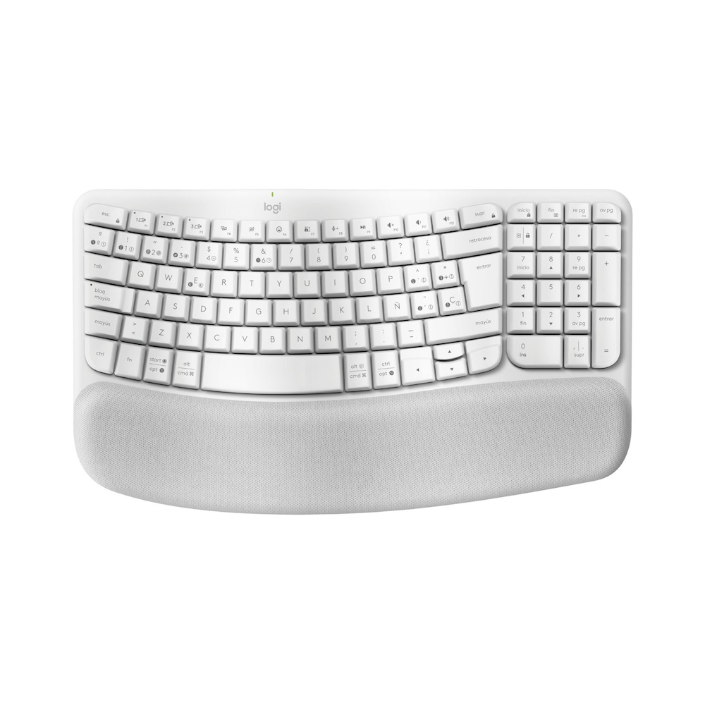 teclado logitech wave keys ergonomico inalámbrico blanco              