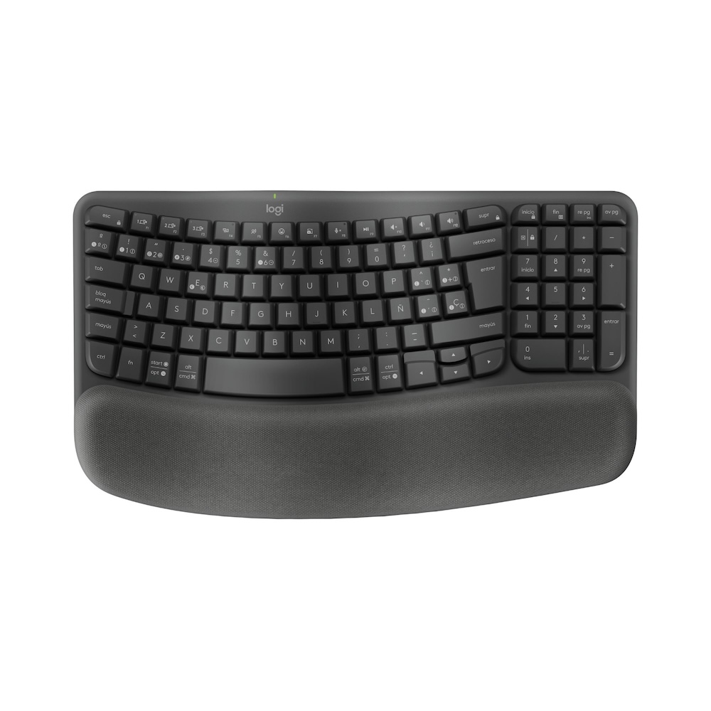 teclado logitech wave keys ergonomico inalámbrico,windows/mac, negro  