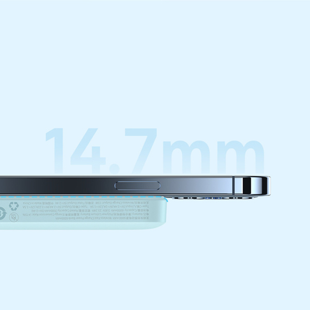 OS-Baseus Mini Cargador Portátil 20W 10000mAh con Carga inalámbrica y Cable tipo C a tipo C de 30cm, Color Azul