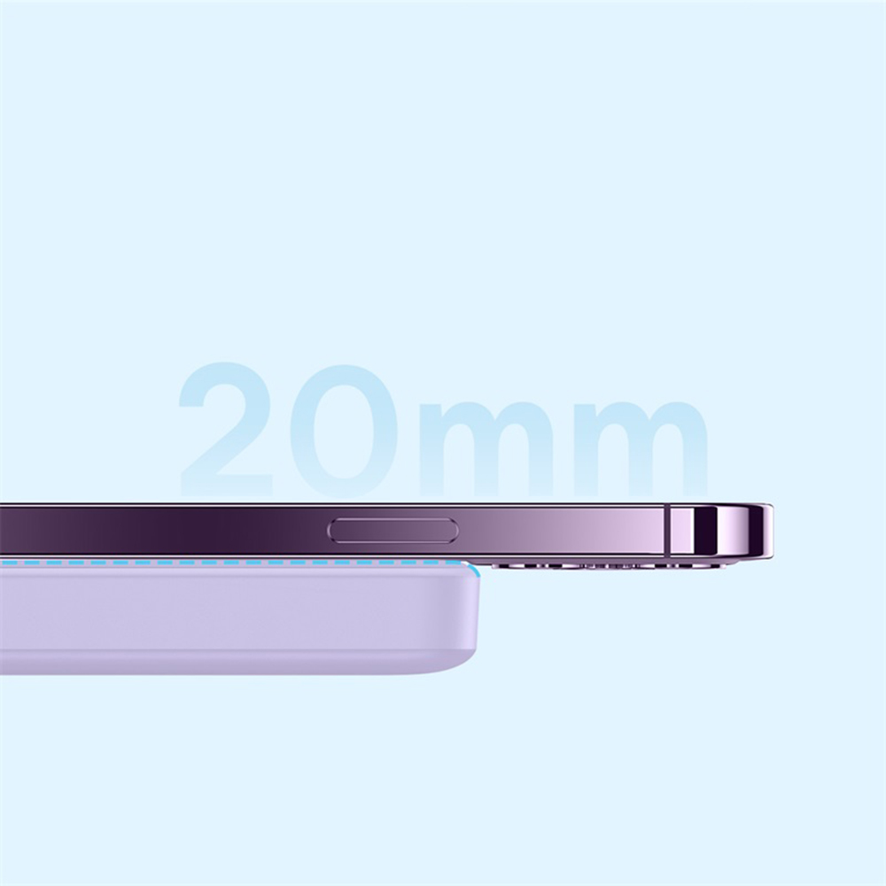 OS-Baseus Mini Cargador Portátil 20W 10000mAh con Carga inalámbrica y Cable tipo C a tipo C de 30cm, Color Púrpura