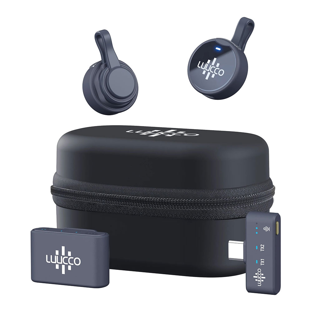 micrófono luucco inalámbricos imantados con estación de carga         