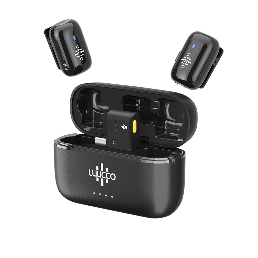 microfono mini luucco transmisión inalámbrica negro                   