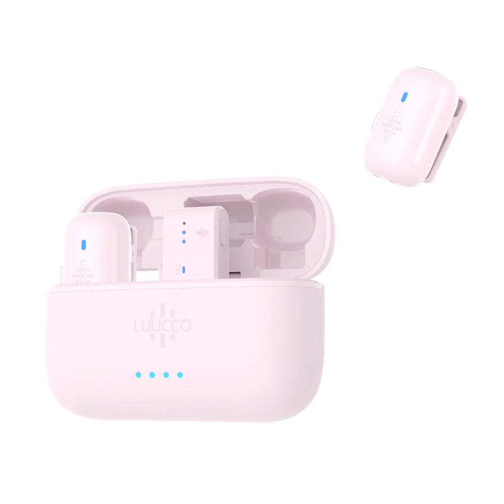microfono mini luucco transmisión inalámbrica rosa                    