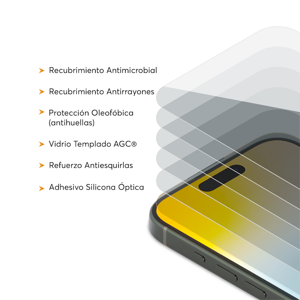 Protector de pantalla en vidrio templado para iPhone 15 Pro Max con aplicador y kit de preparación Transparente