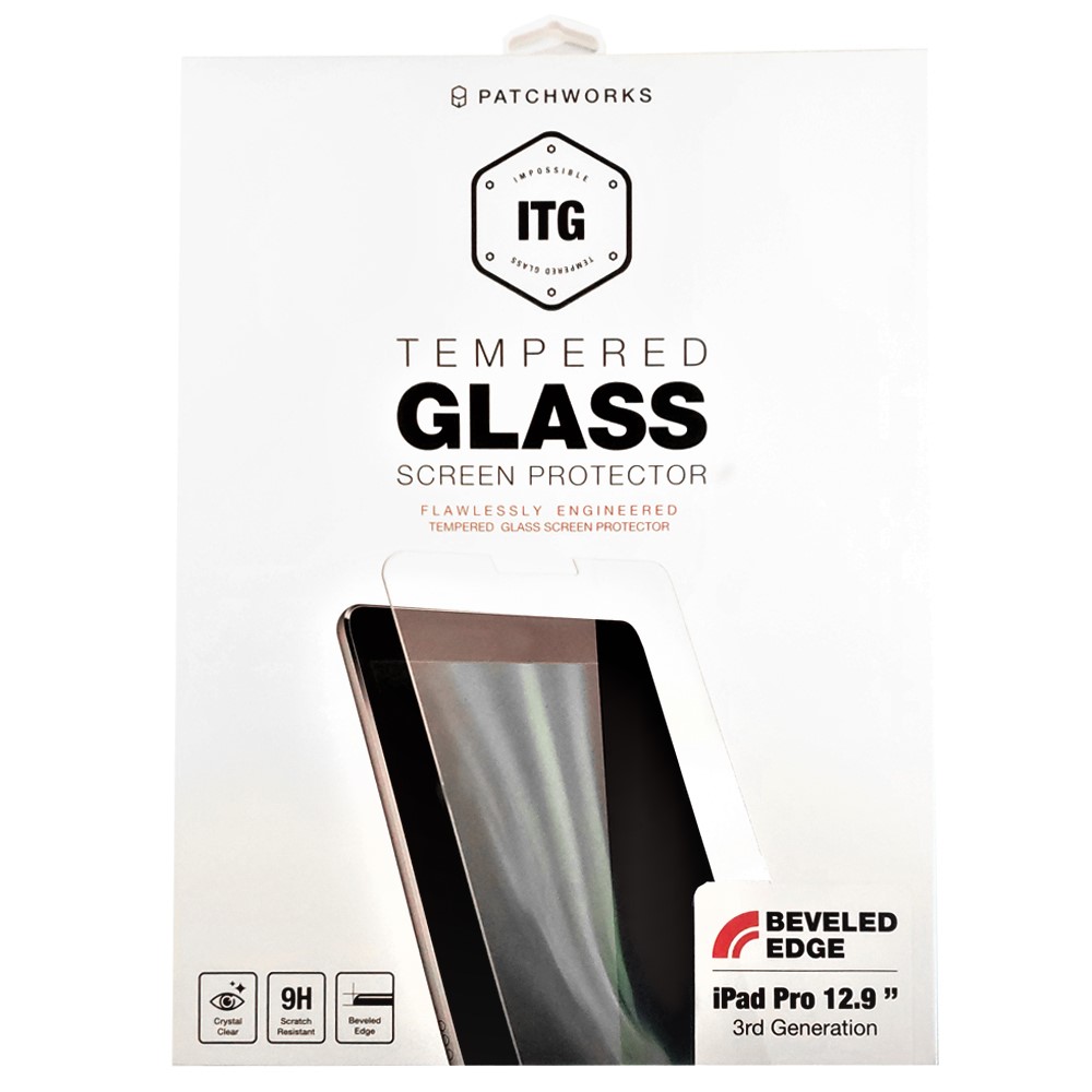 Patch. ITG Glass Ipad Pro 12.9 (2018)                                   
Mica de cristal genuino para Ipad Pro 12.9 (2018).
Protege la pantalla de rayones y golpes, siendo una replica identica de la pantalla original. Terminado oleofobico. Inc. mica protectora de pantalla, pano limpiador, aplicador. Instructivo.