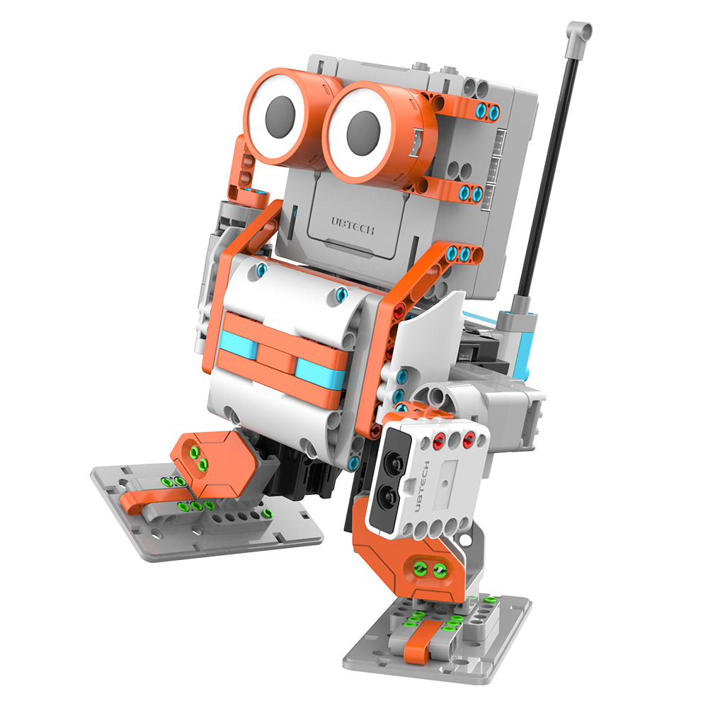 El kit Jimu Robot AstroBot de UBTECH incluye todo lo que necesitas para construir tres robots (AstroBot, Rover y Astron) o diseñar uno desde cero con una app para el iPhone y el iPad. Los robots se desplazan a pie o mediante ruedas de oruga y tienen un sensor de infrarrojos que les permite detectar y coger objetos. También tienen luces LED que les ayudan a expresar sus emociones y un altavoz para reproducir música o programar efectos de sonido.

La app gratuita Jimu incluye instrucciones de construcción animadas en 3D y con vista de 360º. También te permite usar código Blockly para construir el AstroBot y programarlo para que haga lo que se te ocurra.