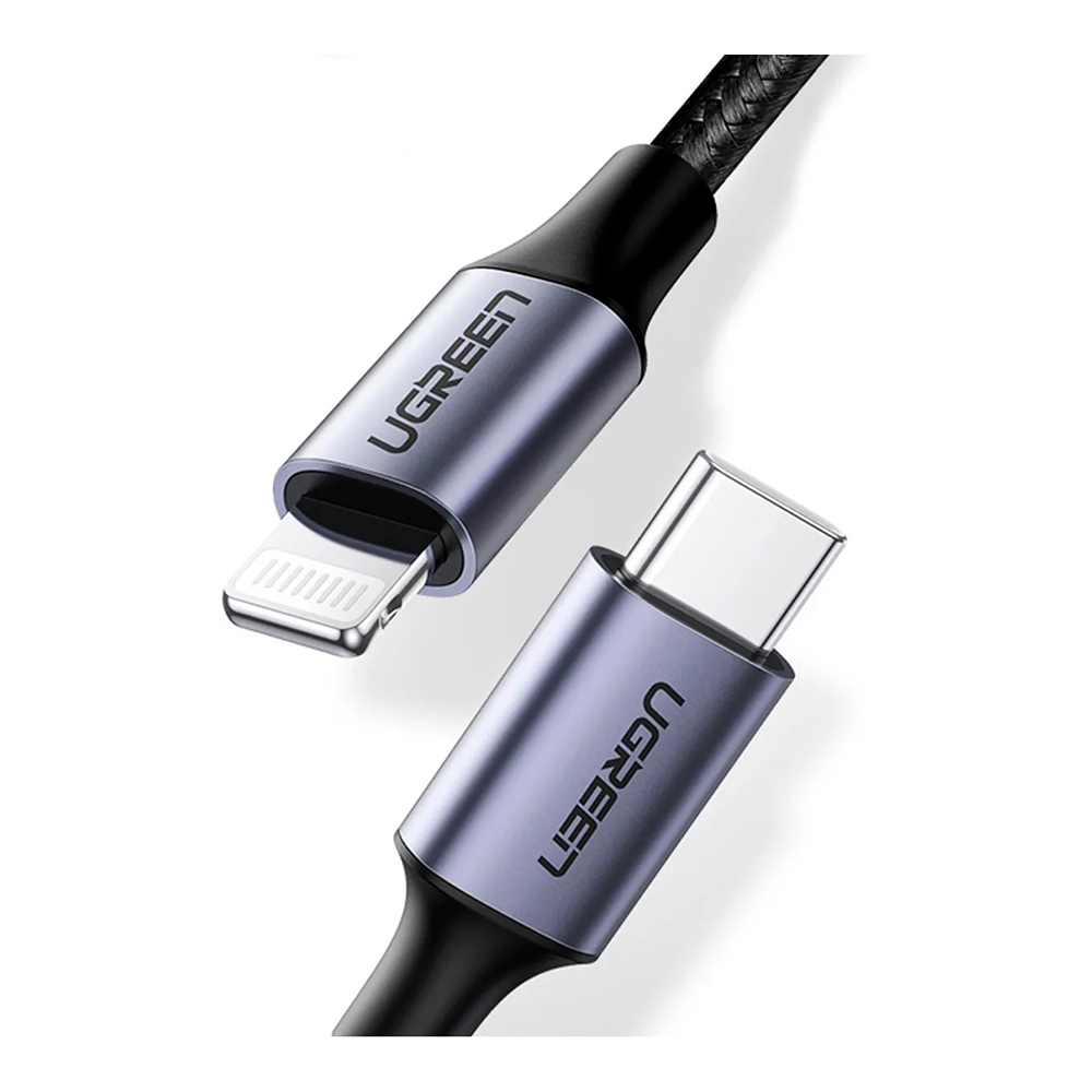 cable ugreen 60759 lightning a usb-c 1.0 m trenzado negro             