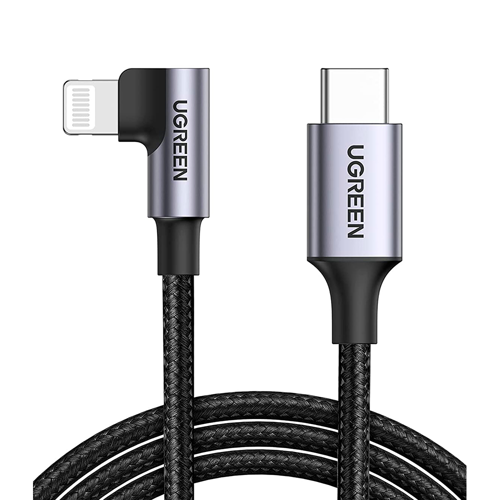 cable ugreen 60765 lightning a usb-c en agulo 2.0 m negro             