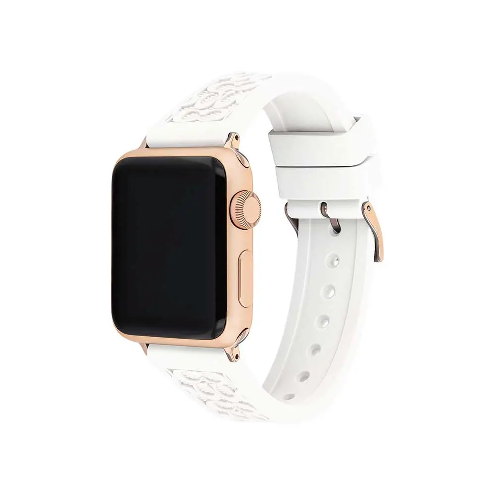 Comprar correa coach 14700041 apple watch 42 41 40 mm silicon blanco | MacStore Online