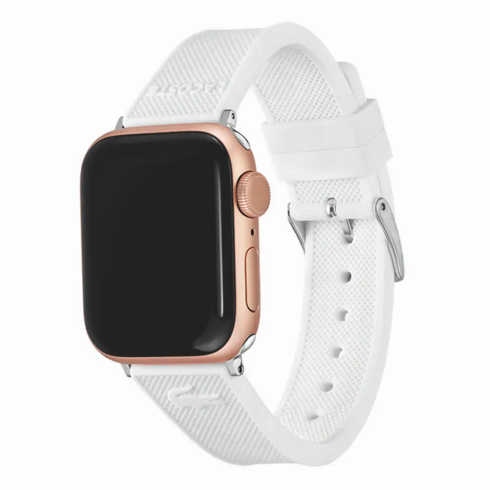 Comprar correa lacoste 2050006 apple watch 42 41 40 mm silicon blanco | MacStore Online