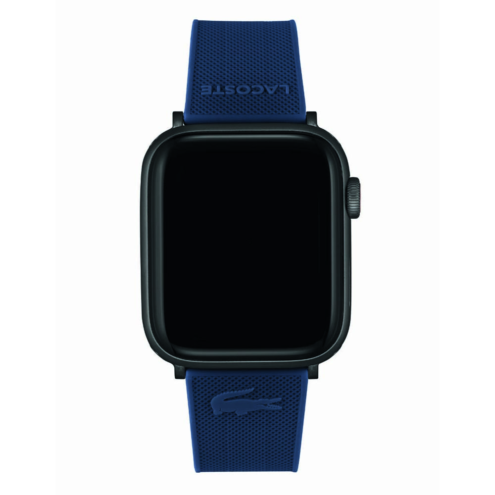 Correa Lacoste para Apple Strap (42-44-45 mm) de silicón color azul de alta resistencia, mariposa de fácil ajuste de acero inoxidable, elegante-ligero y comoda, si deseas un outfit a la moda este es el Apple Straps que buscas. No incluye Apple watch