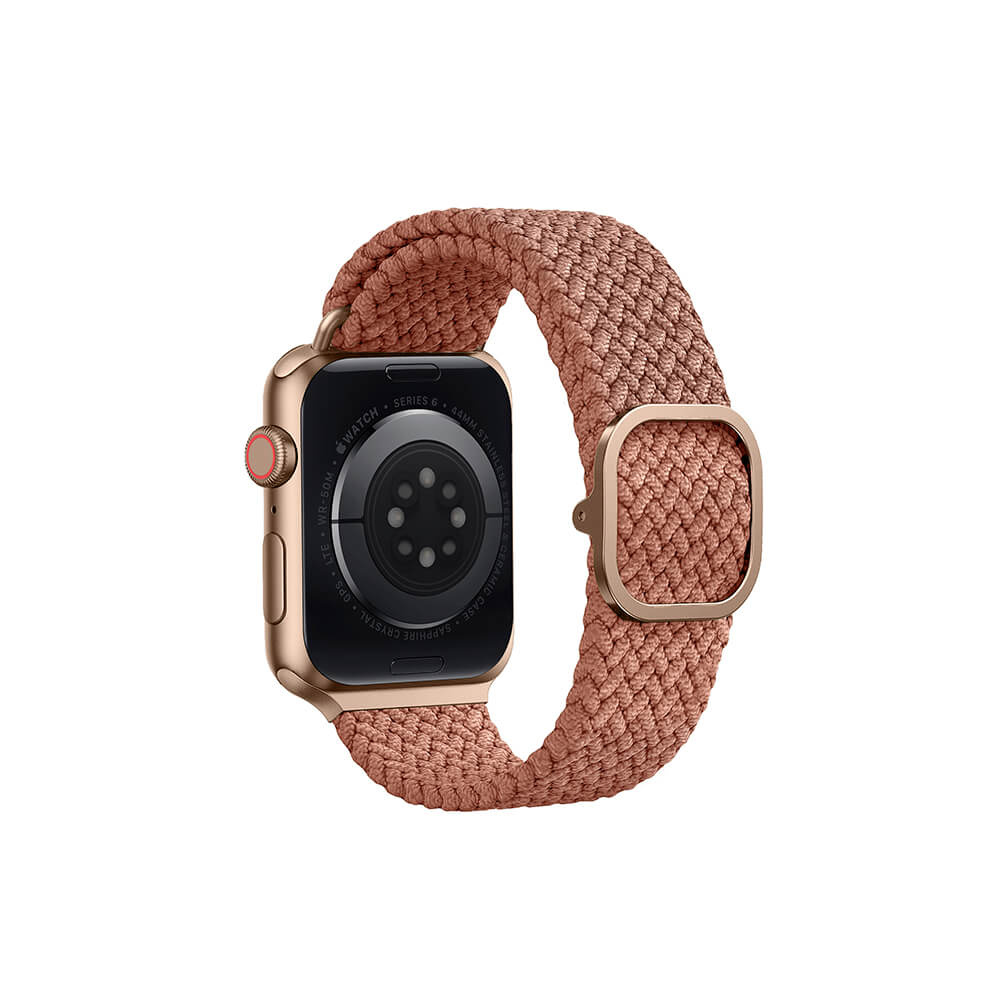 Correa Trenzada para Apple Watch (38-40mm), Aspen por UNIQ. Color: Rosa. Material de nylon de alta resistencia y elasticidad. Impermeable a salpicaduras y sudor. Hebilla de facil ajuste de acero inoxidable. Compatible con Apple Watch Serie 1 a 6 y SE. Elegante, ligera y comoda. No incluye Apple Watch.