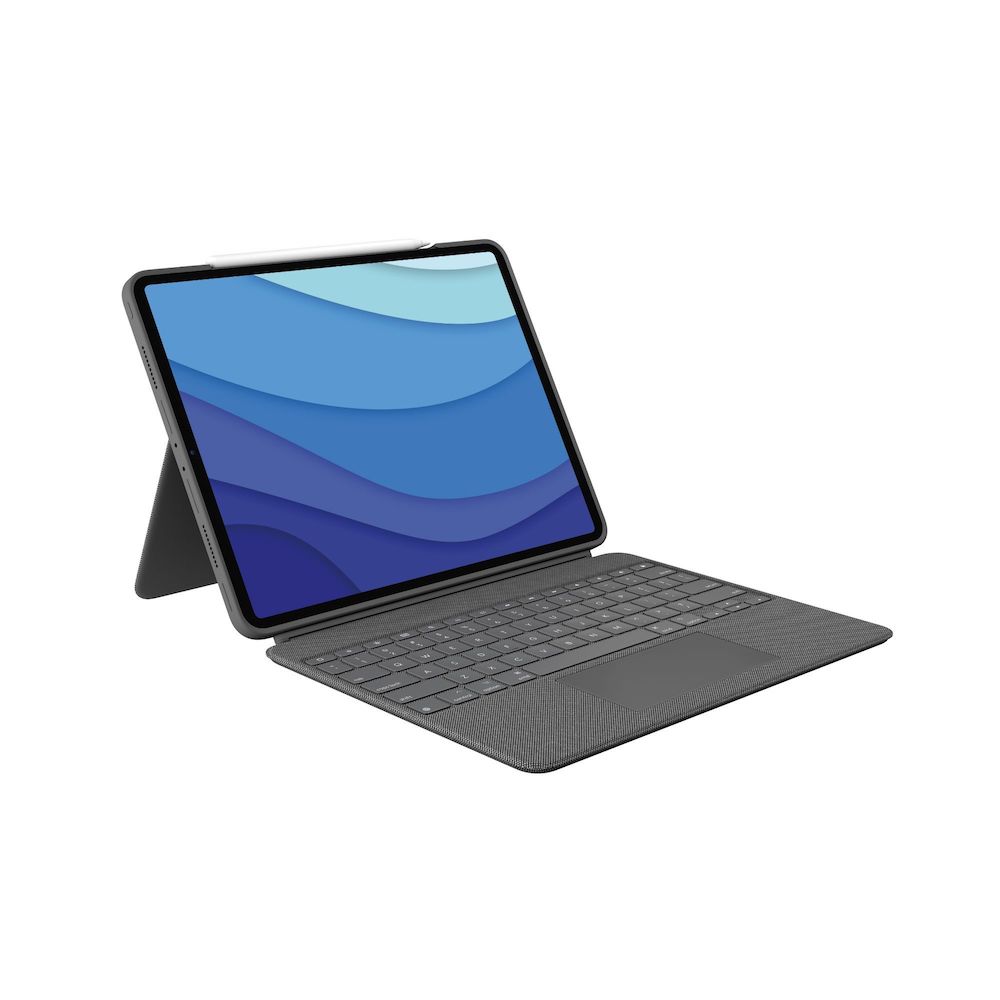 Funda con Teclado y Trackball Logitech Combo Touch para iPad Pro 12.9" - Negro.                                            -4 modos de uso. Escribe, visualiza, dibuja y lee con tu tableta totalmente protegida, incluidas las esquinas y la parte frontal y posterior.                       -Trackpad pulsable en cualquier punto. Precisión para aplicaciones Keynote y Pages. Puedes usar los gestos Multi-Touch que ya conoces.                   - Teclado estilo laptop, puedes trabajar y crear con toda facilidad. 16 niveles de ajuste de brillo.                                                        -Inclinación de 10°a 60° del soporte abatible ajustable para tener el ángulo de visión perfecto.                                                      -Se empareja al instante con el iPad a través de Smart Connector.     -No se incluyen baterías, porque recibe alimentación directamente de la tableta.
