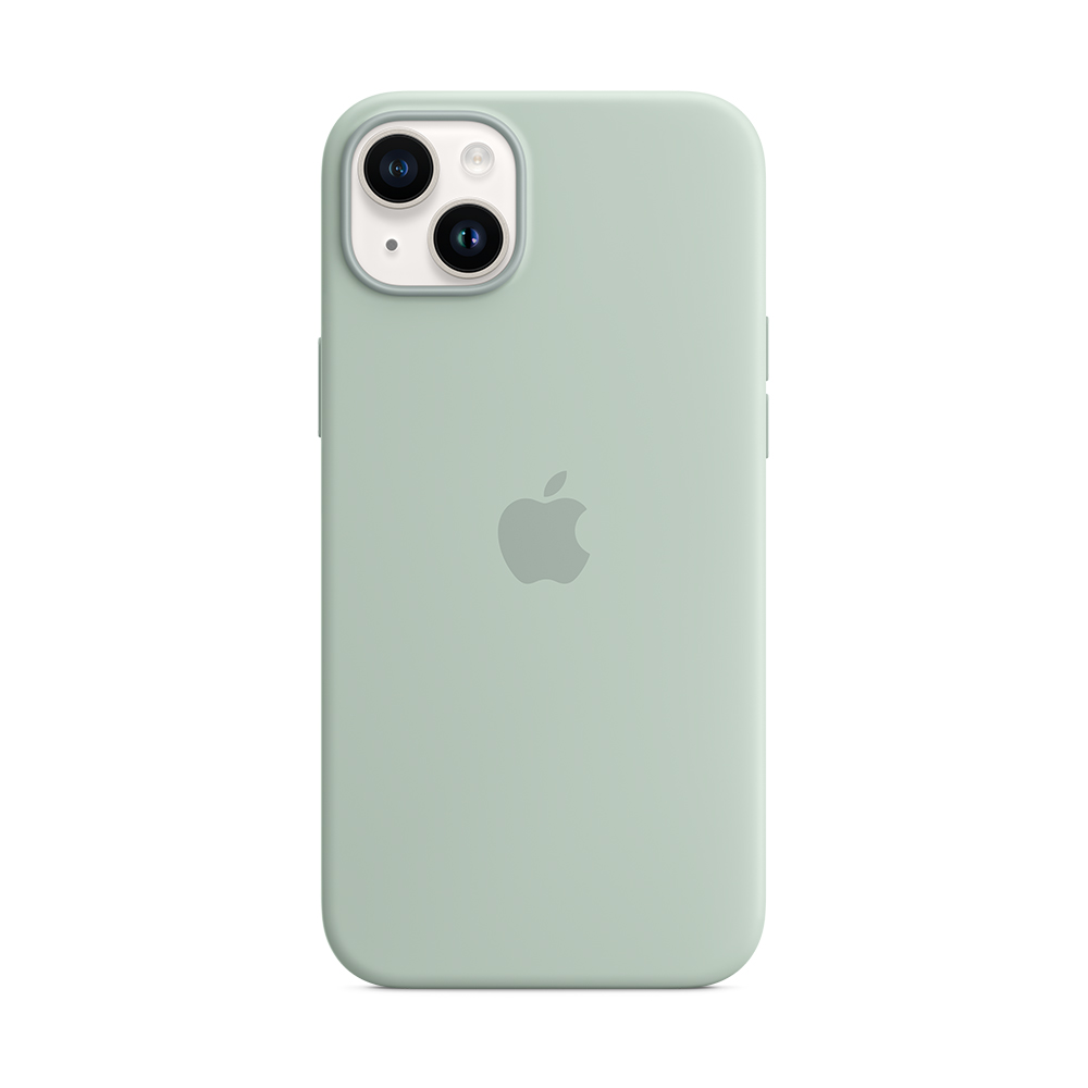 Oferta MacStore funda apple iphone 14 plus magsafe silicon agave azul